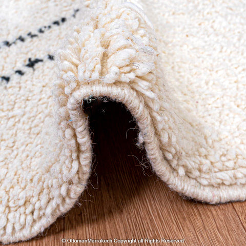 White Beni Ourain Moroccan Rug with Black Tribal Lines - Handwoven Atlas Mountain Design White Beni Ourain Moroccan Rug with Black Tribal Lines - Handwoven Atlas Mountain Design