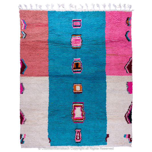 Atlas Harmony – Multicolored Moroccan Wool Rug with Geometric Pattern