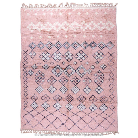 Soft Pink Moroccan Rug with Intricate Diamond Patterns Soft Pink Moroccan Rug with Intricate Diamond Patterns