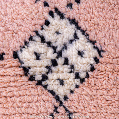 Soft Pink Moroccan Rug with Intricate Diamond Patterns Soft Pink Moroccan Rug with Intricate Diamond Patterns