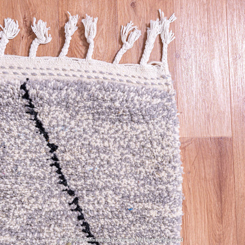 Gray Berber Rug with Minimalist Diamond Pattern Gray Berber Rug with Minimalist Diamond Pattern