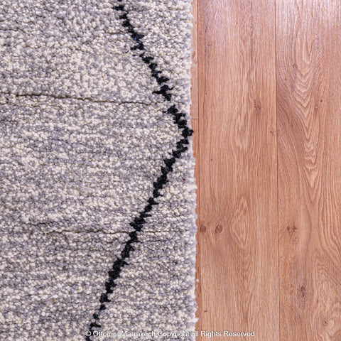 Gray Berber Rug with Minimalist Diamond Pattern Gray Berber Rug with Minimalist Diamond Pattern