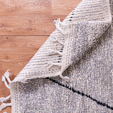 Gray Berber Rug with Minimalist Diamond Pattern Gray Berber Rug with Minimalist Diamond Pattern
