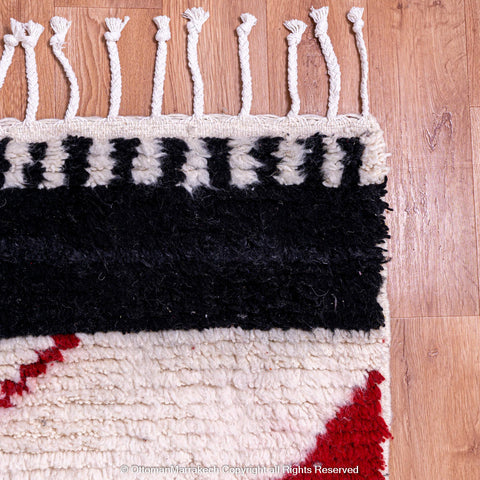 Bold Modern Moroccan Berber Rug with Striking Yellow and Red Color Arcs Bold Modern Moroccan Berber Rug with Striking Yellow and Red Color Arcs