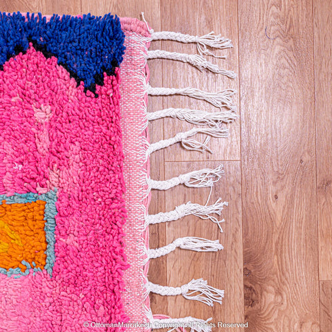 Pink Moroccan Berber Rug with Geometric Diamond and Atlas Motifs Pink Moroccan Berber Rug with Geometric Diamond and Atlas Motifs
