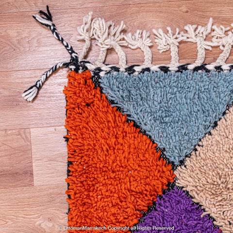 Vibrant Harlequin Moroccan Berber Rug with Multicolored Diamond Pattern Vibrant Harlequin Moroccan Berber Rug with Multicolored Diamond Pattern