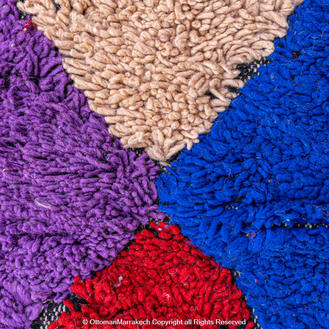 Vibrant Harlequin Moroccan Berber Rug with Multicolored Diamond Pattern Vibrant Harlequin Moroccan Berber Rug with Multicolored Diamond Pattern
