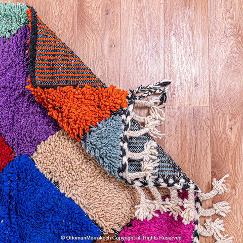 Vibrant Harlequin Moroccan Berber Rug with Multicolored Diamond Pattern Vibrant Harlequin Moroccan Berber Rug with Multicolored Diamond Pattern