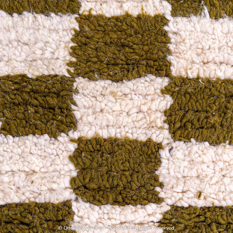 Olive Green and White Checkered Berber Rug Olive Green and White Checkered Berber Rug