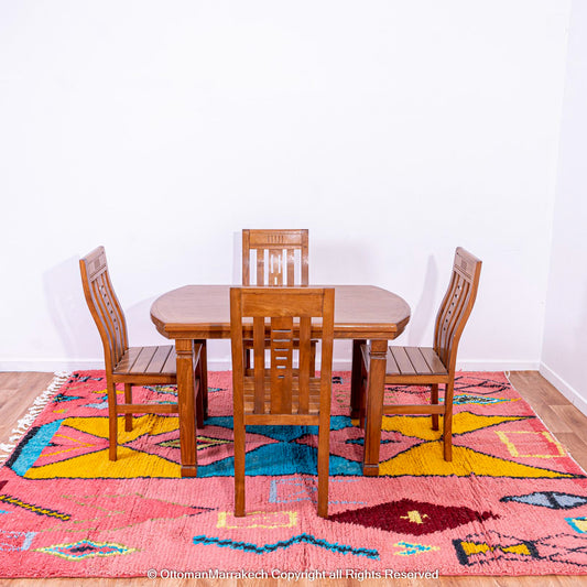 Bold Pink Moroccan Rug with Vibrant Geometric Patterns