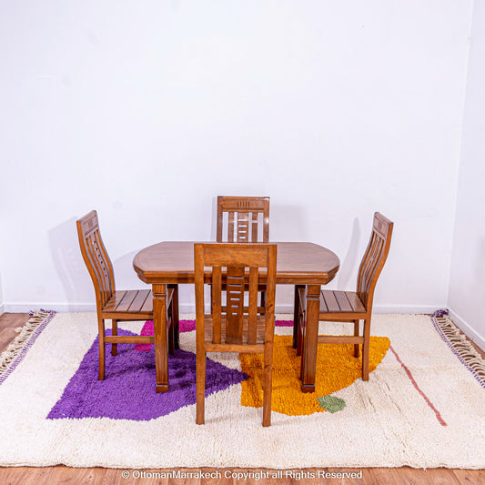 White Moroccan Rug with Bold Abstract Shape