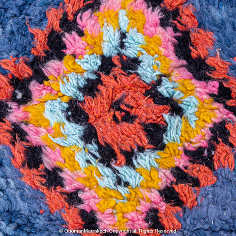 Deep Blue Moroccan Rug with Vibrant Diamond Motifs Deep Blue Moroccan Rug with Vibrant Diamond Motifs