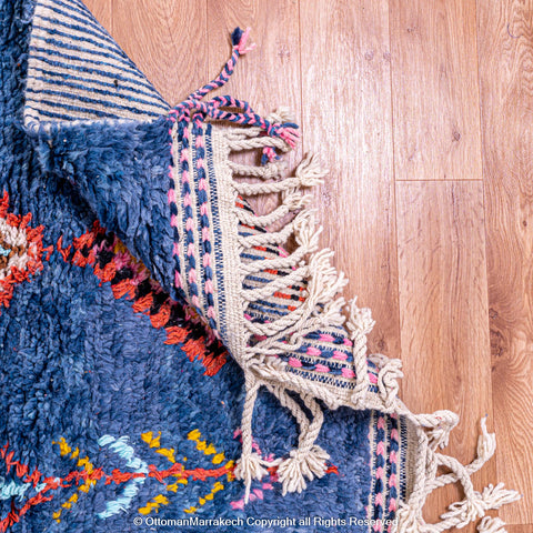 Deep Blue Moroccan Rug with Vibrant Diamond Motifs Deep Blue Moroccan Rug with Vibrant Diamond Motifs