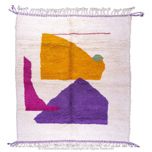 White Moroccan Rug with Bold Abstract Shape