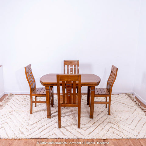 Beige Natural Wool Plush Rug with Diamond Shapes Beige Natural Wool Plush Rug with Diamond Shapes