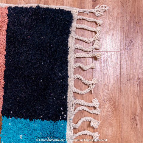 Modern Pink Moroccan Rug with Brown and Blue Accent Modern Pink Moroccan Rug with Brown and Blue Accent