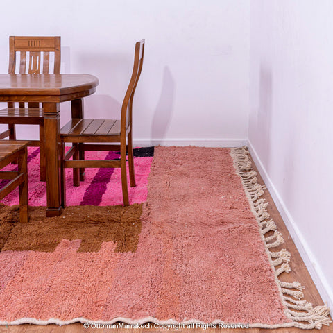 Modern Pink Moroccan Rug with Brown and Blue Accent Modern Pink Moroccan Rug with Brown and Blue Accent