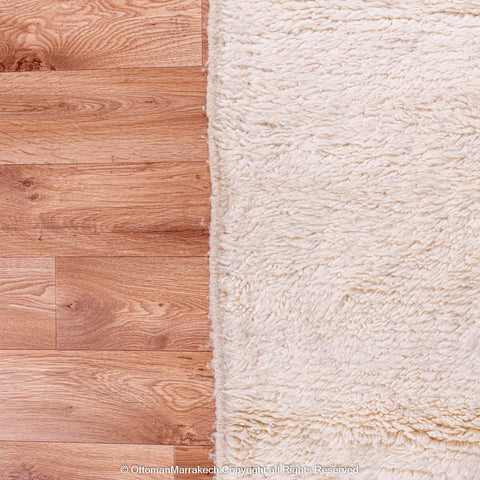 Modern Moroccan White Wool Rug with Bold Orange and Blue Geometric Design Modern Moroccan White Wool Rug with Bold Orange and Blue Geometric Design