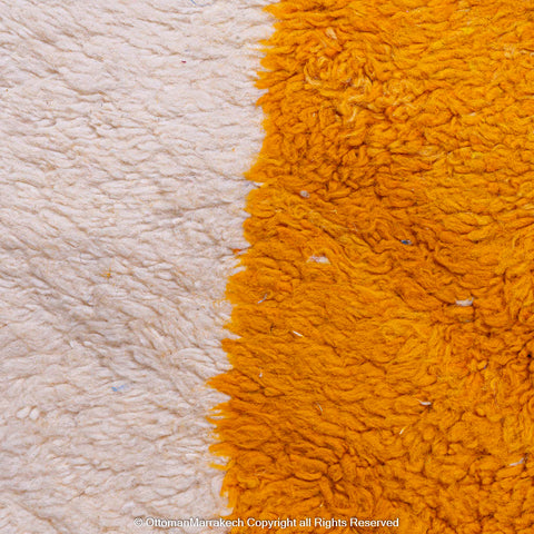 Modern Moroccan White Wool Rug with Bold Orange and Blue Geometric Design Modern Moroccan White Wool Rug with Bold Orange and Blue Geometric Design