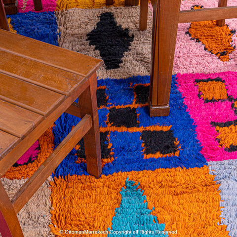 Multicolor Patchwork Moroccan Rug – Bold Geometric Squares Multicolor Patchwork Moroccan Rug – Bold Geometric Squares