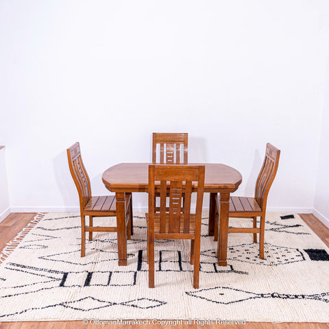 Authentic Moroccan Berber Rug with Black Diamond Accents Authentic Moroccan Berber Rug with Black Diamond Accents