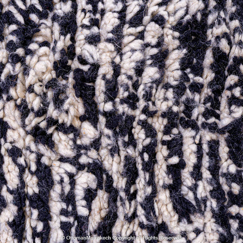 Abstract Moroccan Wool Rug in Black, Cream, and Red Tones Abstract Moroccan Wool Rug in Black, Cream, and Red Tones