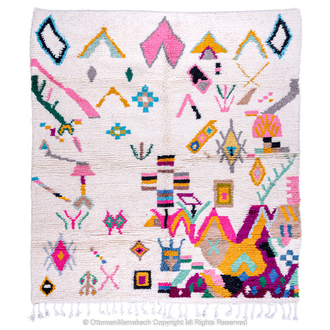 Colorful Moroccan Berber Rug with Playful Motifs Colorful Moroccan Berber Rug with Playful Motifs