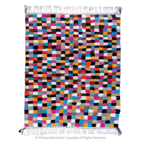 Multicolor Checkerboard Moroccan Rug - Vibrant Handwoven Design Multicolor Checkerboard Moroccan Rug - Vibrant Handwoven Design