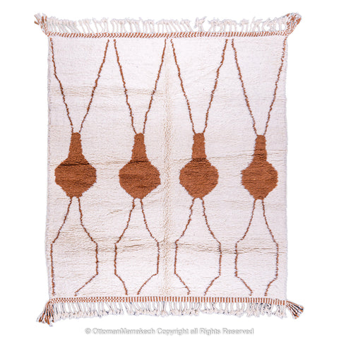Ivory Moroccan Rug with Brown Vase Motifs Ivory Moroccan Rug with Brown Vase Motifs