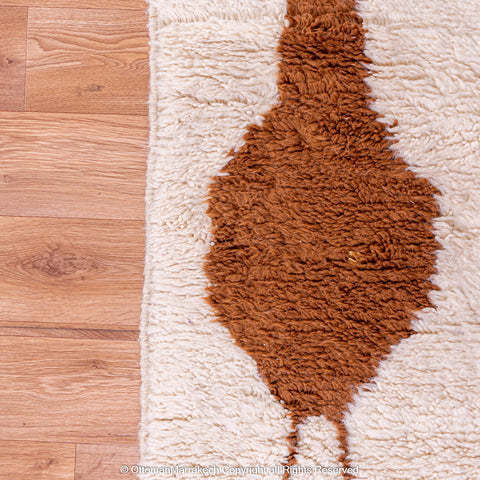 Ivory Moroccan Rug with Brown Vase Motifs Ivory Moroccan Rug with Brown Vase Motifs