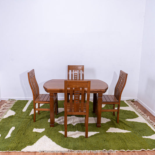 Olive Green Abstract Moroccan Wool Rugs