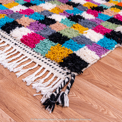Multicolor Checkerboard Moroccan Rug - Vibrant Handwoven Design Multicolor Checkerboard Moroccan Rug - Vibrant Handwoven Design