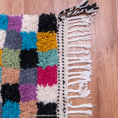 Multicolor Checkerboard Moroccan Rug - Vibrant Handwoven Design Multicolor Checkerboard Moroccan Rug - Vibrant Handwoven Design