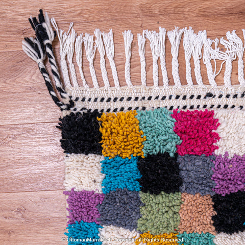 Multicolor Checkerboard Moroccan Rug - Vibrant Handwoven Design Multicolor Checkerboard Moroccan Rug - Vibrant Handwoven Design