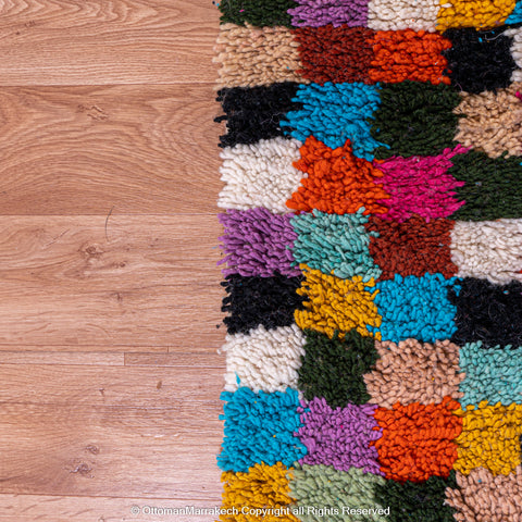 Multicolor Checkerboard Moroccan Rug - Vibrant Handwoven Design Multicolor Checkerboard Moroccan Rug - Vibrant Handwoven Design