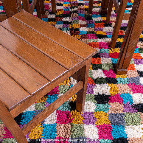 Multicolor Checkerboard Moroccan Rug - Vibrant Handwoven Design Multicolor Checkerboard Moroccan Rug - Vibrant Handwoven Design