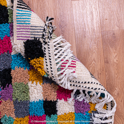 Multicolor Checkerboard Moroccan Rug - Vibrant Handwoven Design Multicolor Checkerboard Moroccan Rug - Vibrant Handwoven Design