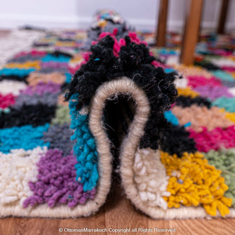 Multicolor Checkerboard Moroccan Rug - Vibrant Handwoven Design Multicolor Checkerboard Moroccan Rug - Vibrant Handwoven Design