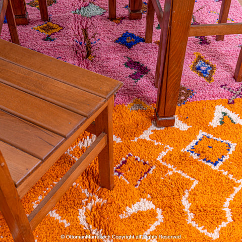 Pink and Orange Moroccan Rug – Unique Geometric and Diamond Pattern Pink and Orange Moroccan Rug – Unique Geometric and Diamond Pattern