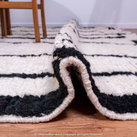 Symmetrical Black and White Berber Rug with Reversed Shapes Symmetrical Black and White Berber Rug with Reversed Shapes