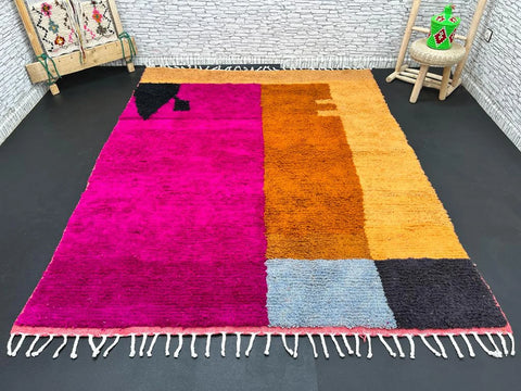 Modern Pink Moroccan Rug with Brown and Blue Accents Modern Pink Moroccan Rug with Brown and Blue Accents