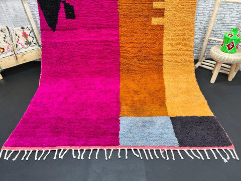 Modern Pink Moroccan Rug with Brown and Blue Accents Modern Pink Moroccan Rug with Brown and Blue Accents