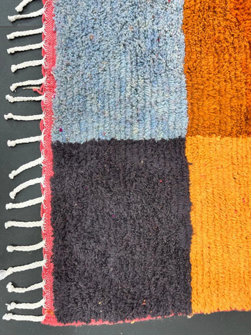 Modern Pink Moroccan Rug with Brown and Blue Accents Modern Pink Moroccan Rug with Brown and Blue Accents