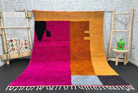Modern Pink Moroccan Rug with Brown and Blue Accents Modern Pink Moroccan Rug with Brown and Blue Accents