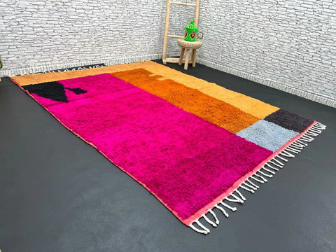 Modern Pink Moroccan Rug with Brown and Blue Accents Modern Pink Moroccan Rug with Brown and Blue Accents