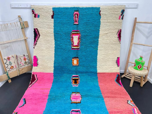 Atlas Harmony – Multicolored Moroccan Wool Rug with Geometric Patterns