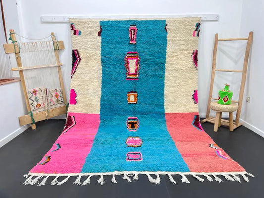 Atlas Harmony – Multicolored Moroccan Wool Rug with Geometric Patterns