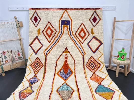 Atlas Valley Vibrance Moroccan Rug – Handwoven Berber Design with Geometric Diamonds