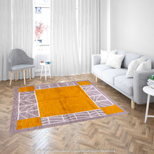 Load image into Gallery viewer, Moroccan Maverick Charm Rug – Orange Peel Squares with White Lined Accents