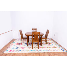 Load image into Gallery viewer, White Moroccan Beni Ourain Wool Rug with Colorful Diamond and Geometric Patterns